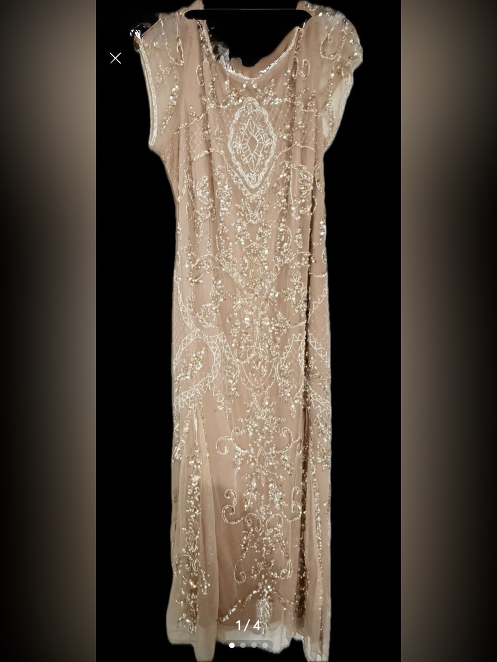 Nordstrom Beaded Champagne Evening Gown